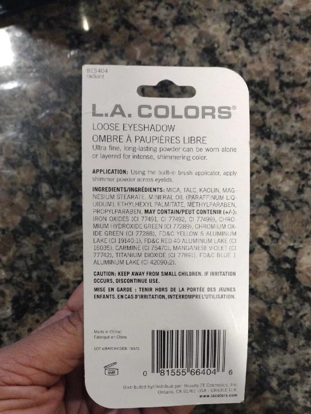 Lot of 2 L.A COLORS Shimmer Loose Eyeshadow radiant & grape jelly 0.10 oz new